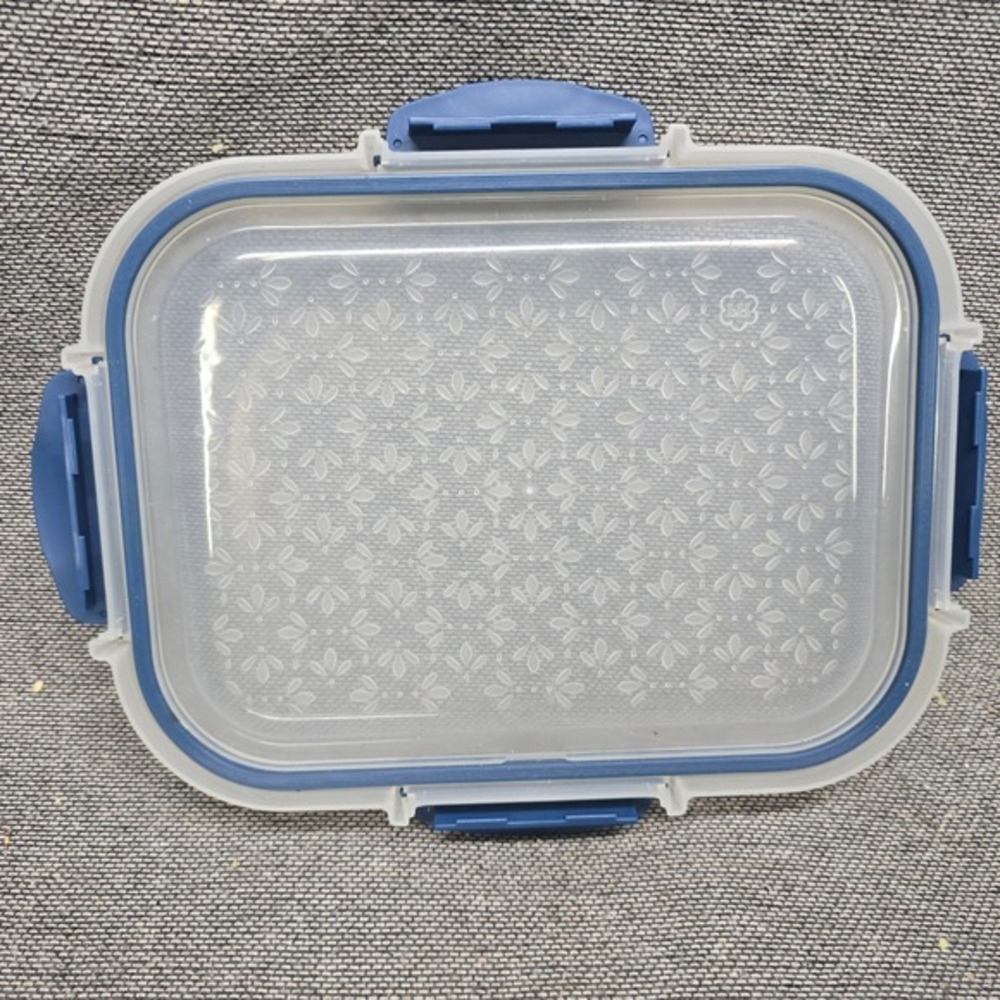 Princess House Fantasia Fresh Replacement Lid 11x8.5 Floral Embossed Blue Clear